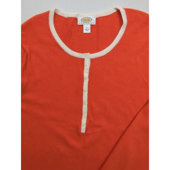 Talbots Petites Orange Cream Half Button Lambswool Angora Cashmere Sweater Large - Picture 6 of 6